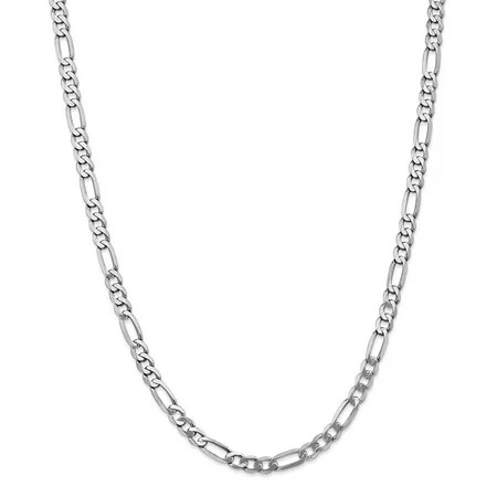 14K White Gold chain Figaro 20 in 5.5 mm WG 5.5mm Flat | Walmart (US)