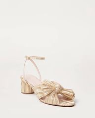 Dahlia Bow Low Heel with Ankle Strap Gold | Loeffler Randall