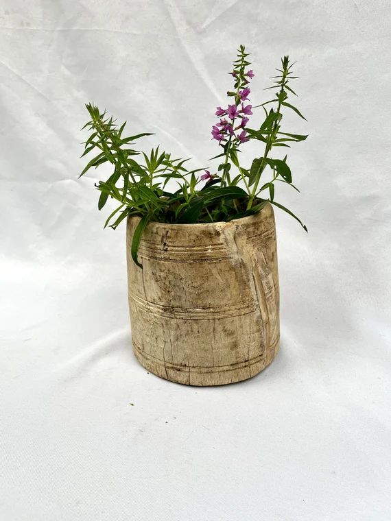 Vintage Rustic Handcrafted Bleached Wood Honey Pot/Planter/Vase | Etsy (US)