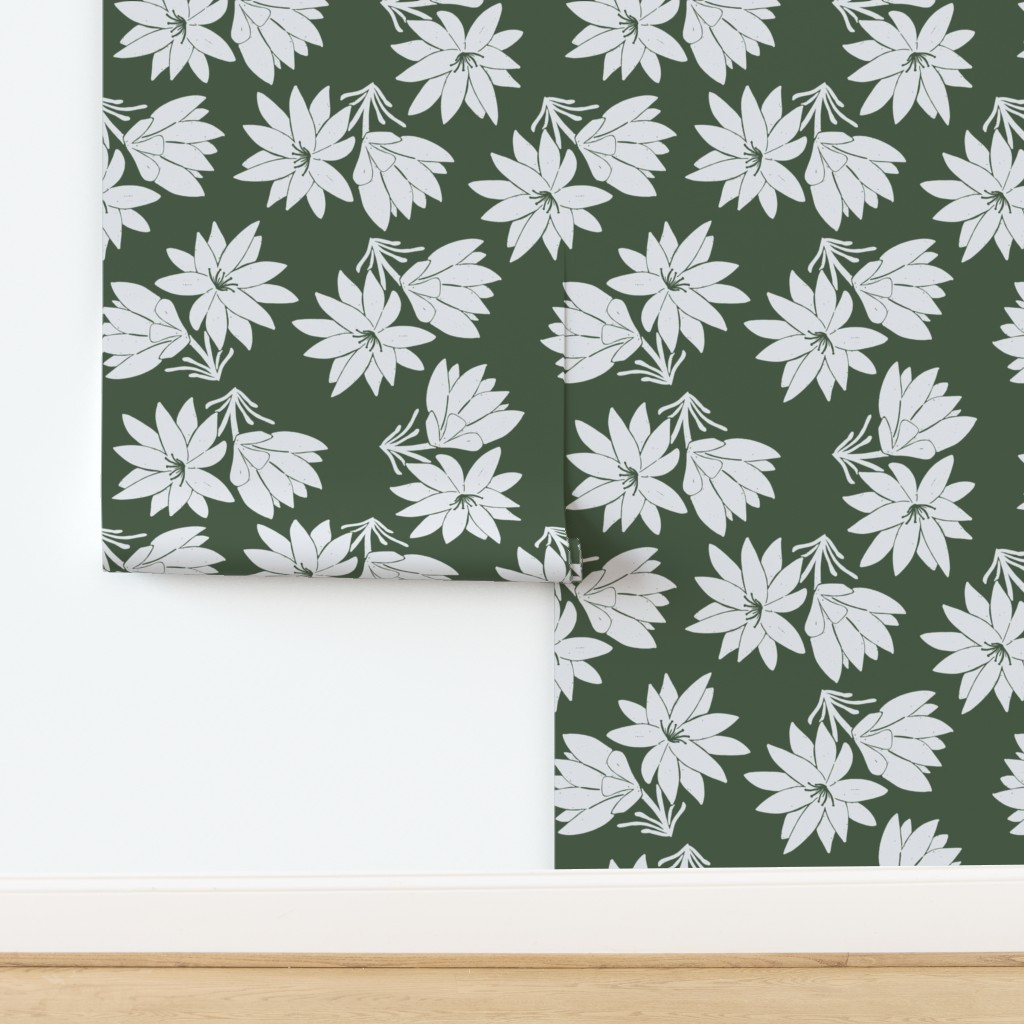 2Bitterroot Bloom Ponderosa Green Wallpaper bycoastlstudio | Spoonflower