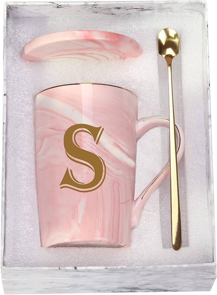 Letter S Personalized Initial Mug, Letter S Personalized Marble Coffee Mug, Letter Coffee Mugs fo... | Amazon (US)