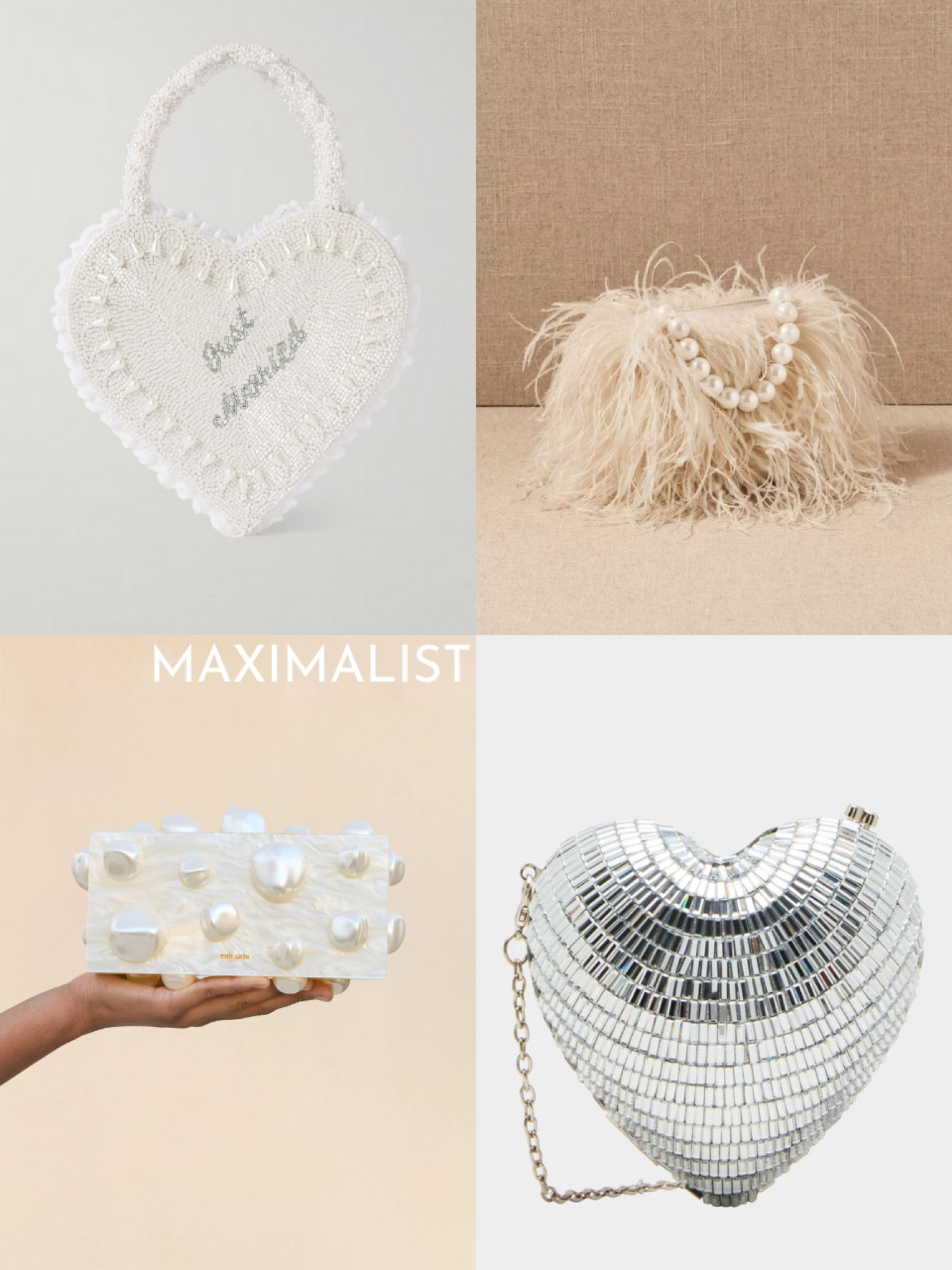 Bridal wedding bags: maximalist bags 