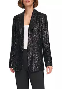 Women's Long Sleeve Shawl Collar Sequin Jacket | Belk