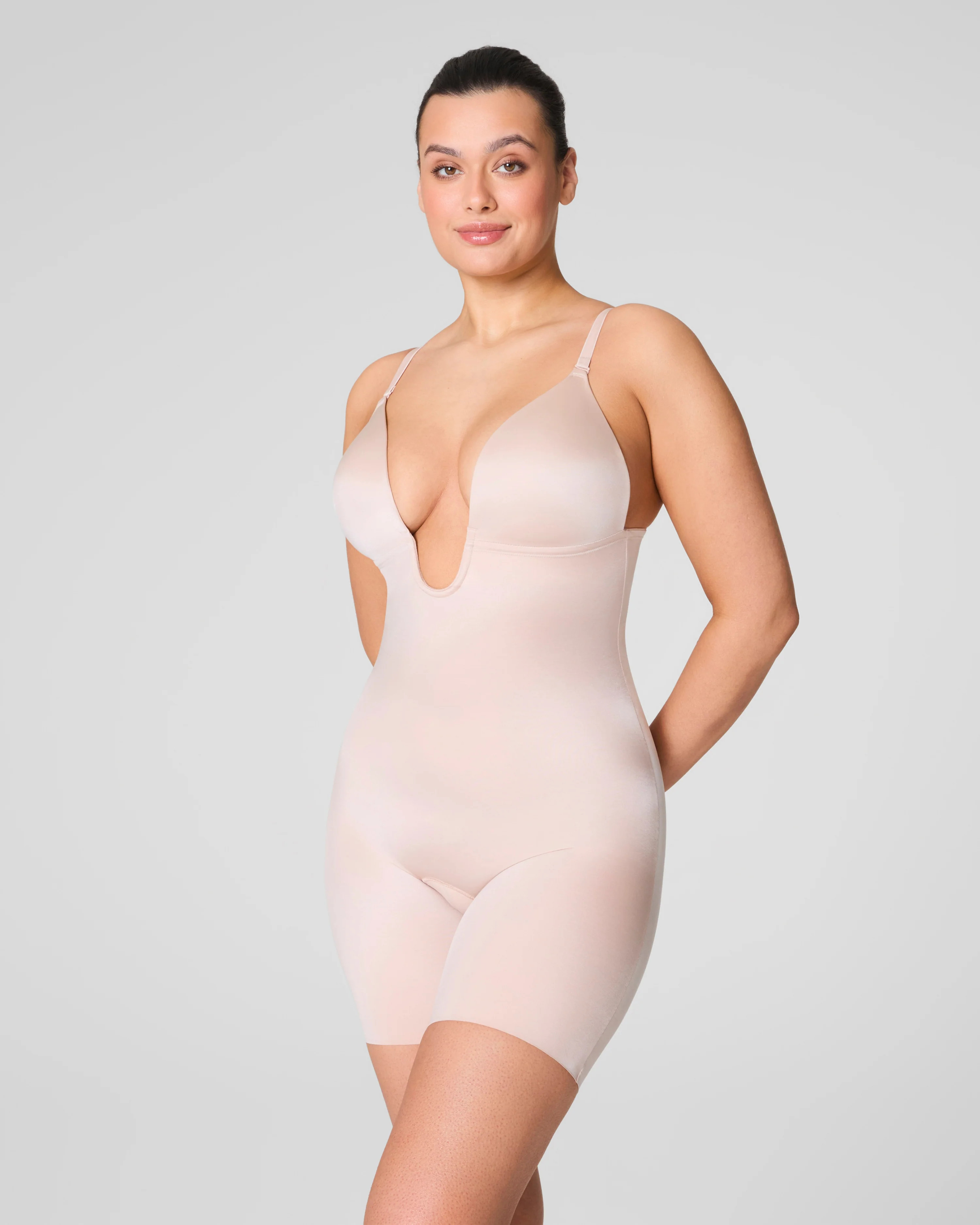 SPANXshape\u00ae  Suit Your Fancy Plunge Low-Back Mid-Thigh Bodysuit | Spanx
