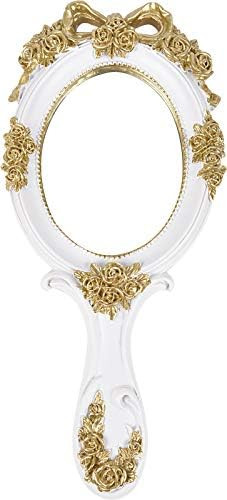 Nerien Vintage Metal Handheld Mirror Princess Rose Pattern Decorative Cute Hand Mirror Oval Vanit... | Amazon (US)