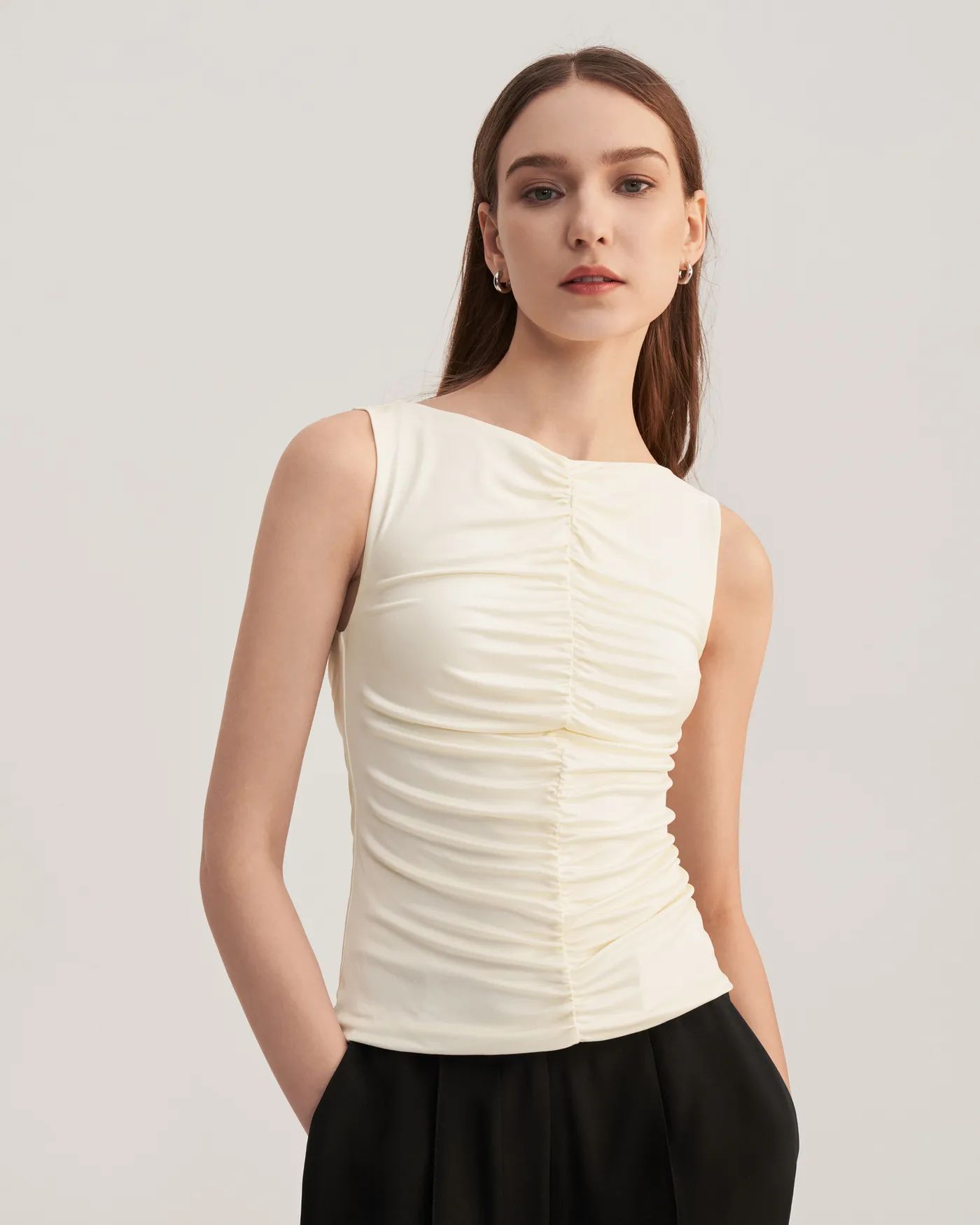 Melia Ruched Knit Tank Top | LilySilk