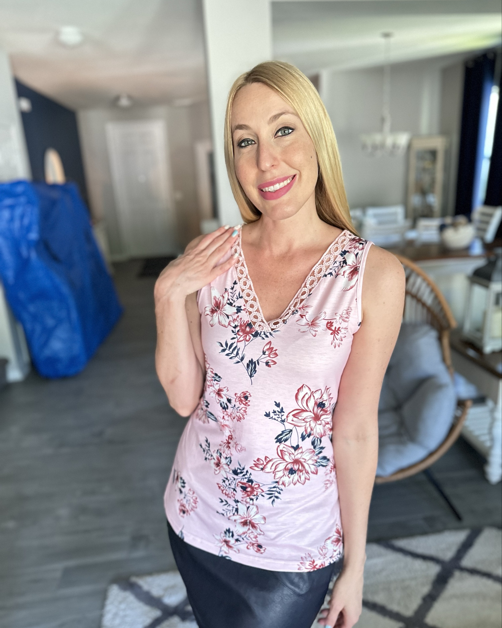 Casual summer top with a flair of lace 
💞 wearing size small 

#LTKFindsUnder100 #LTKFindsUnder50 #LTKStyleTip