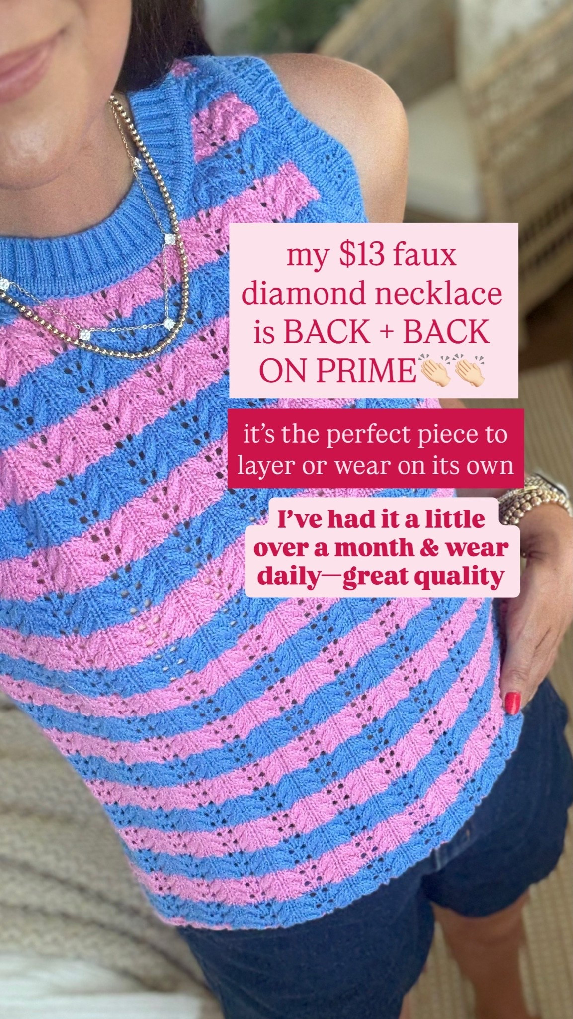 My favorite little faux diamond necklace from Amazon that’s under $15 is back and back on prime!!! you can wear it on its own or it is the perfect piece to layer in with your necklace stack

#LTKootd