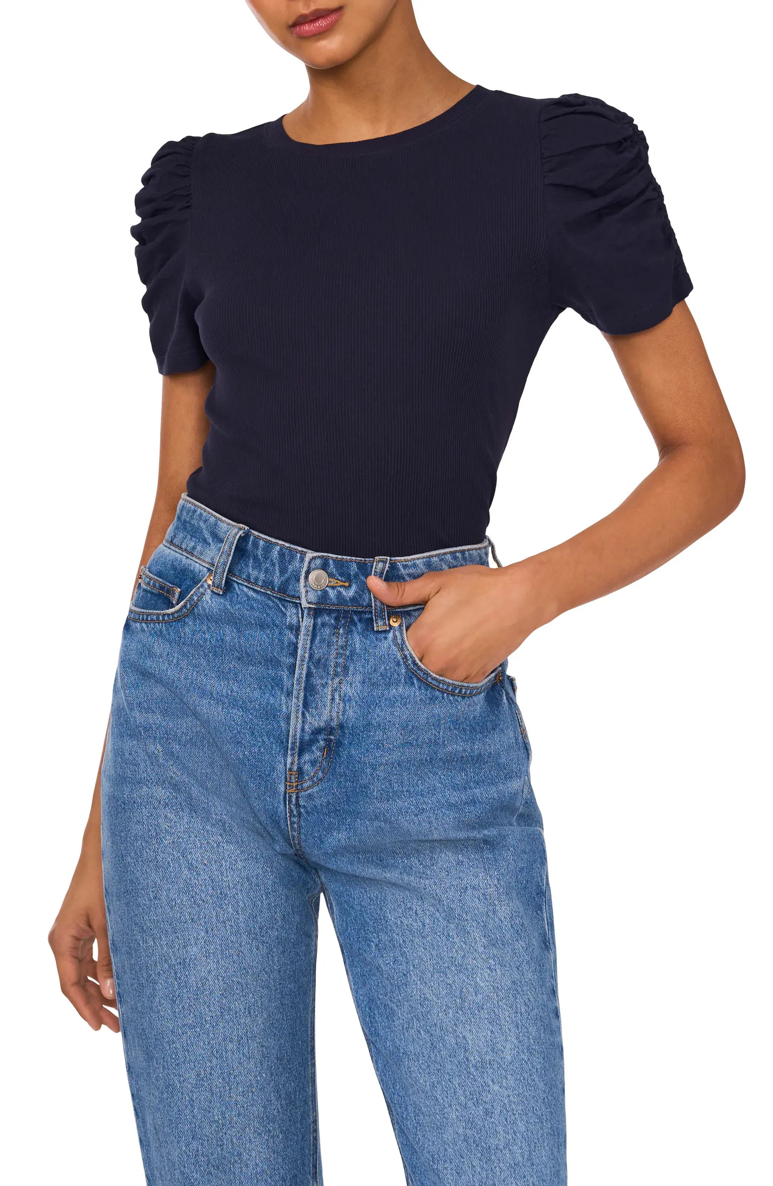 Puff Sleeve Rib T-Shirt | Nordstrom