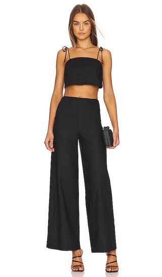 Tie Linen Top | Black Linen Top | Black Tank Top | Black Pants Outfit | Two Piece Linen Pant Set | Revolve Clothing (Global)