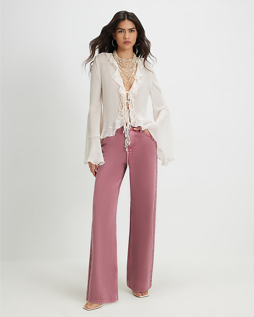 Pink High Waisted Relaxed Straight Leg Jeans | River Island UK & IE
