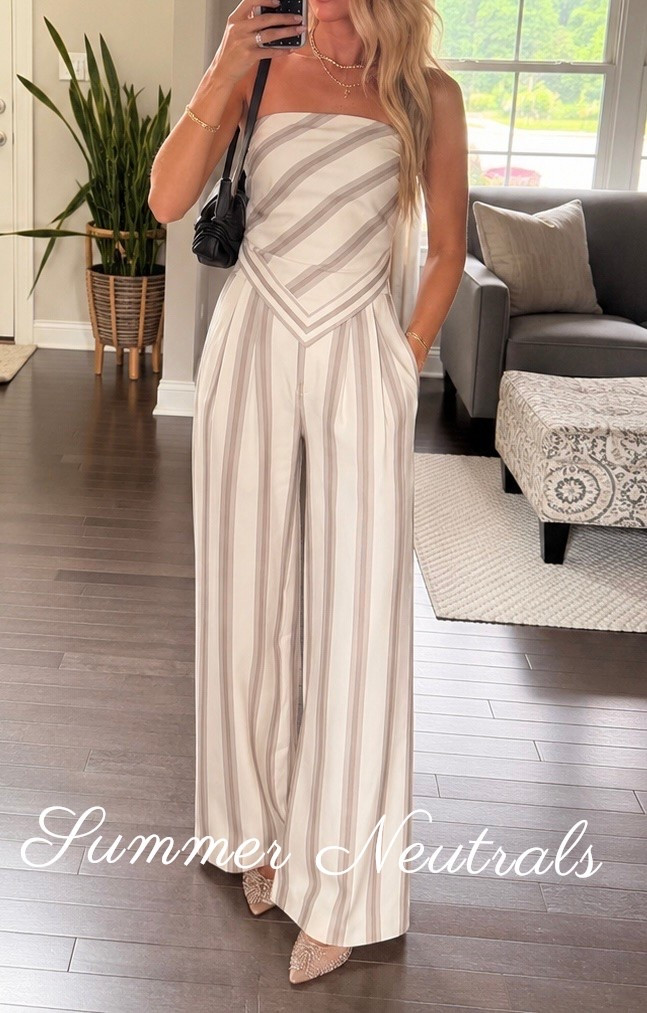 Lightweight summer women’s outfit in neutral, white, and tan stripe

#LTKootd #LTKOver40 #LTKSeasonal