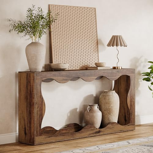 Tribesigns 63 Inches Farmhouse Console Table with Storage, Couch Table Behind Sofa, Long Entryway Sofa Station, Narrow Console Stand, Hallway Stand for Entryway Living Room, Brown | Amazon (US)