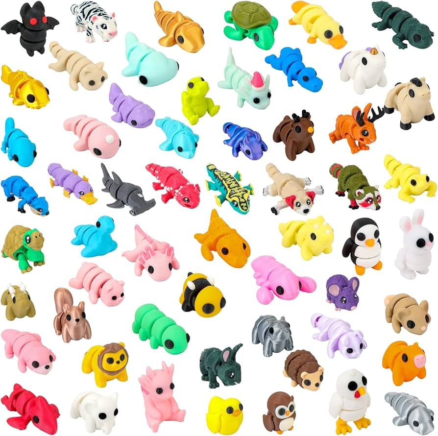 58 PCS 3D Printed Animals, Articulated Mini Animal Figures, Flexible Fidget Toys, Bulk Classroom ... | Amazon (US)