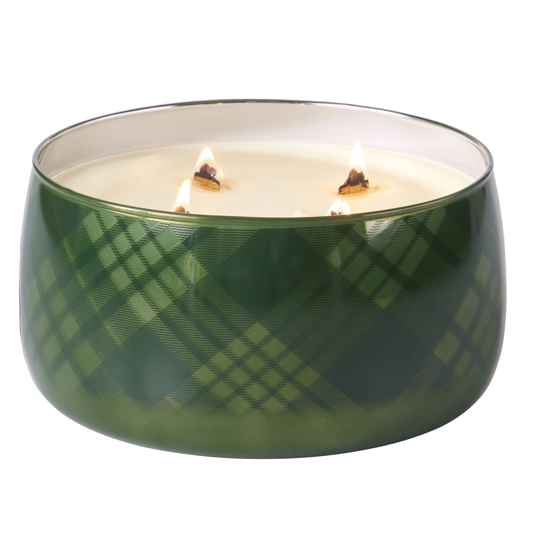 Better Homes & Gardens 4-Wick 60 oz Plaid Glass Jar Candle, Intense Noble Fir and Pine | Walmart (US)