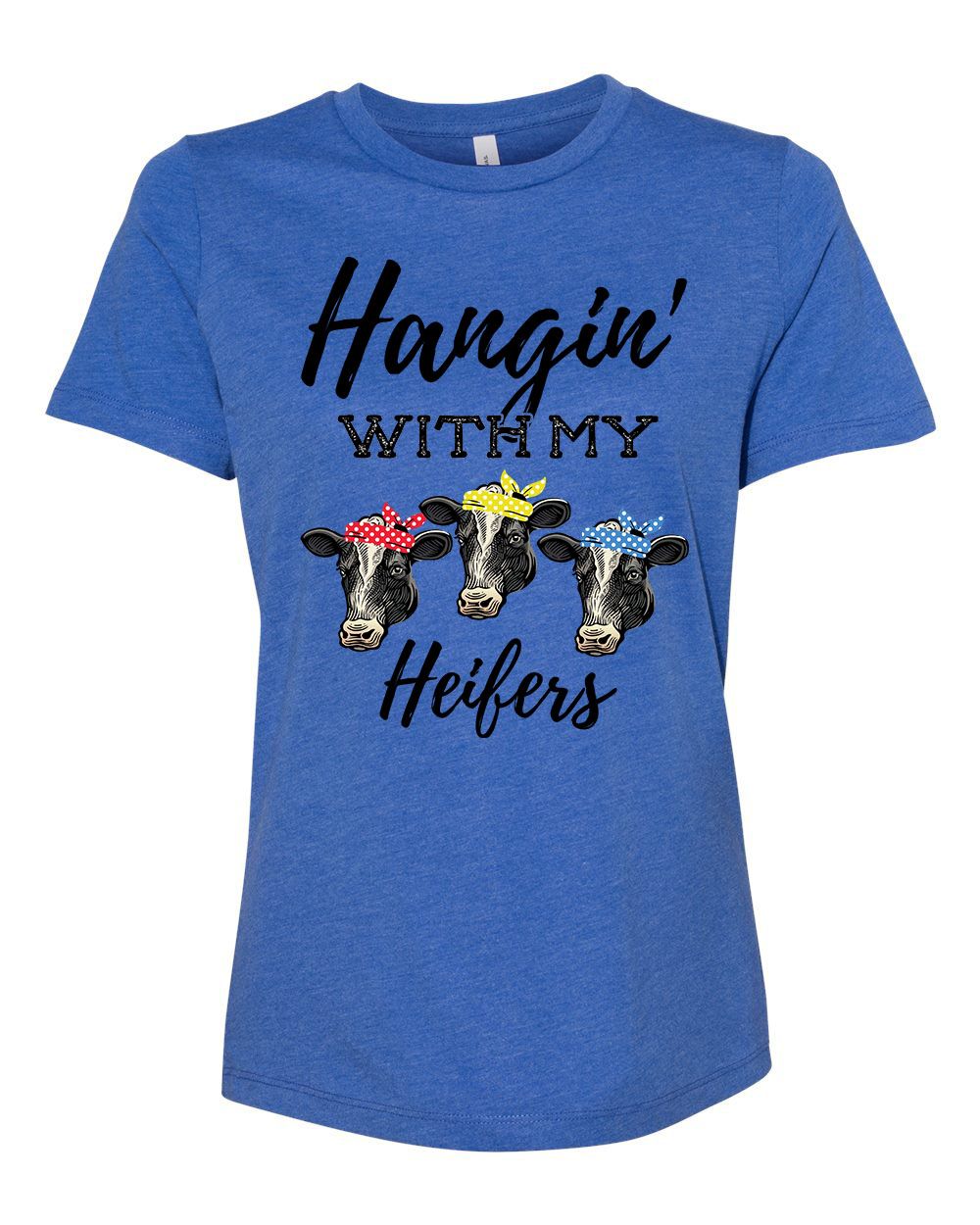 Women's Cow Bandana Hangin With My Heifers Ladies Fit Short Sleeve T-shirt | Walmart (US)