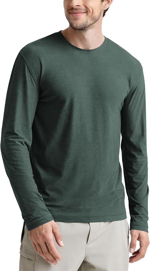 ODODOS Men's Long Sleeve Performance T-Shirt - odSTRATUM Tech Tee, Ultra Soft Moisture Wicking UP... | Amazon (US)