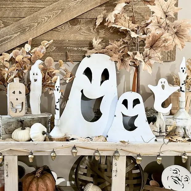 Happy Halloween Ghost Tabletop Decor Set of 3 | Antique Farm House