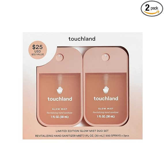 Touchland Limited Edition Glow Mist Duo Set, Revitalizing Hand Sanitizer Spray, Rosewater scented... | Amazon (US)