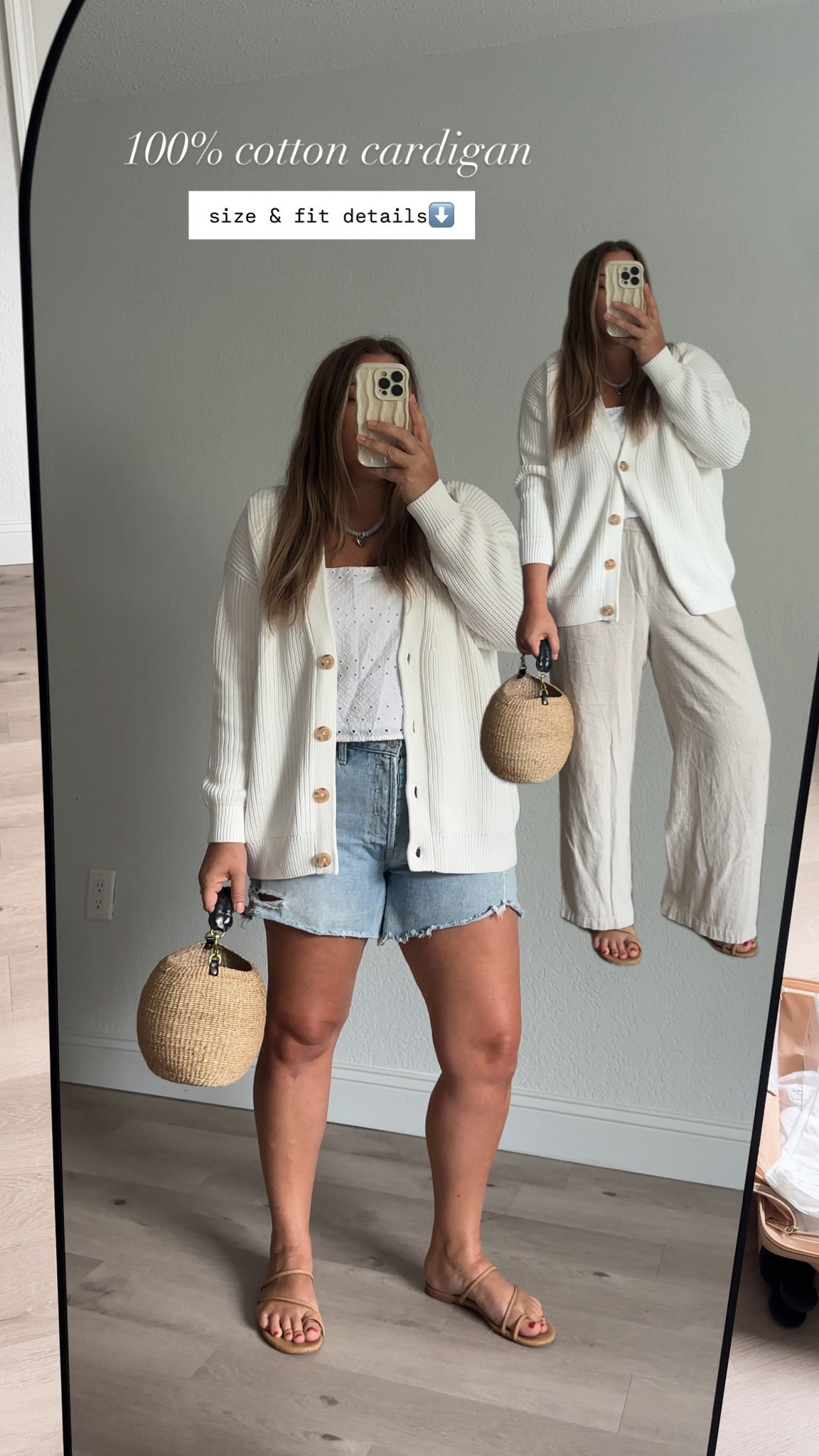 Cardigan tts runs roomy- im in medium

Quince
Agolde
Clare v 
Linen pants
