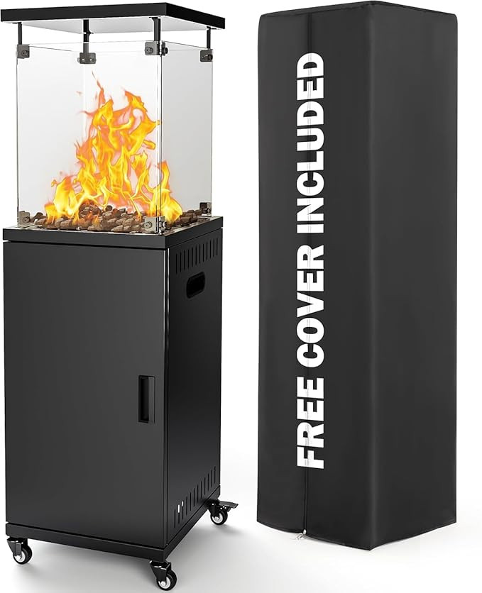 Pamapic 41,000 BTU Propane Patio Heater with Wheels & Cover,CSA Certified Outdoor Heater with Loc... | Amazon (US)