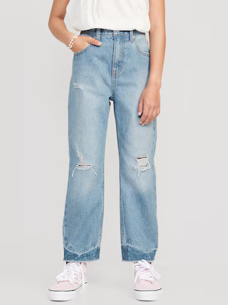 High-Waisted Slouchy Straight Ripped Jeans for Girls | Old Navy (US)