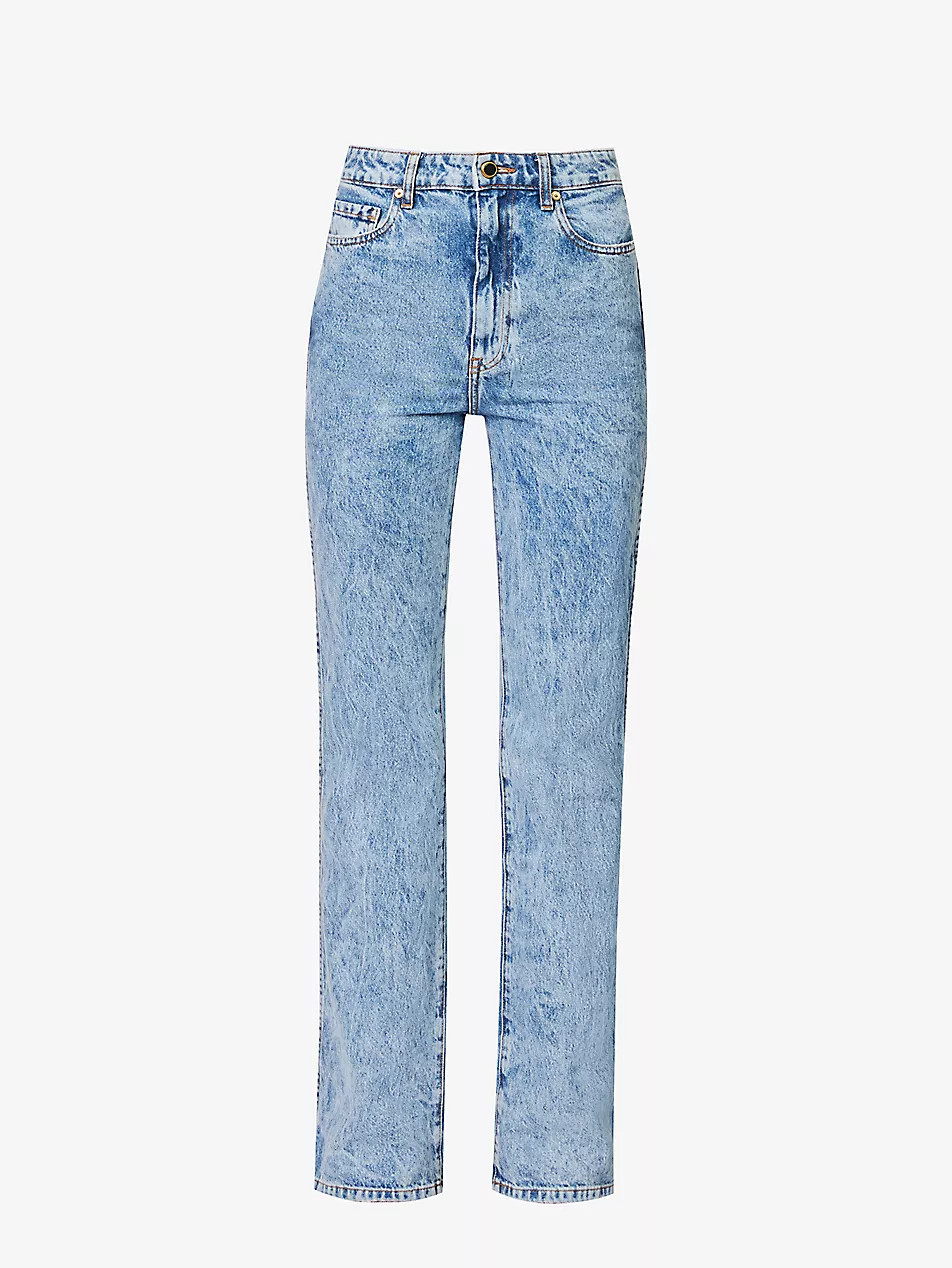 KHAITE Danielle straight-leg mid-rise recycled denim jeans | Selfridges