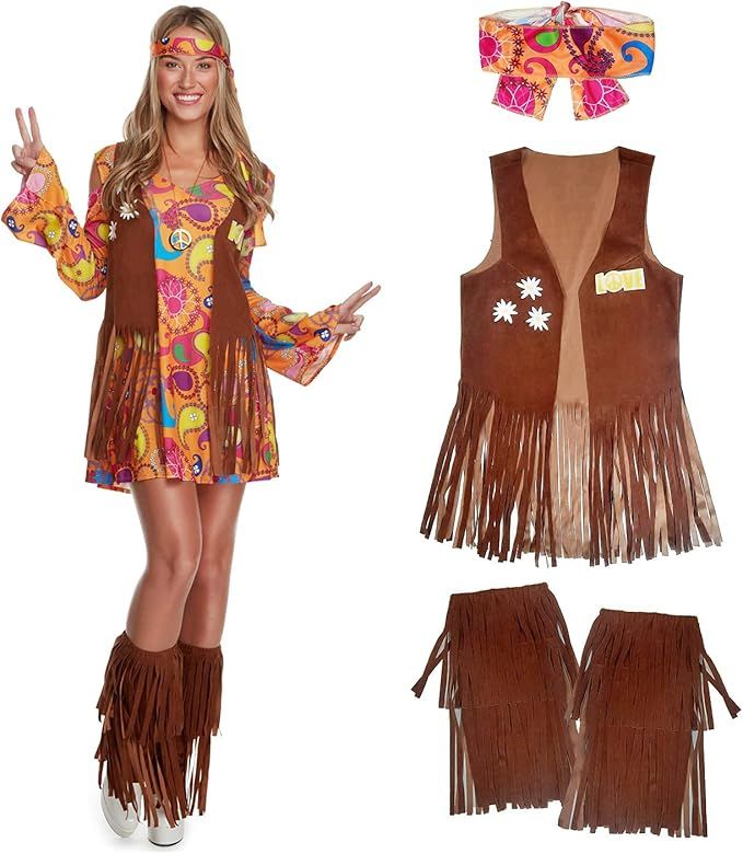 Morph Costumes Hippie Costume Women 60s Costumes For Women Available Sizes Small Medium Large XL | Amazon (US)