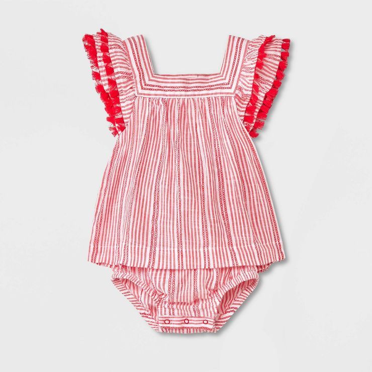 Baby Girls' Striped Jumpsuit - Cat & Jack™ Red | Target