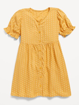Printed Puff-Sleeve Button-Front Dress for Toddler Girls | Old Navy (US)