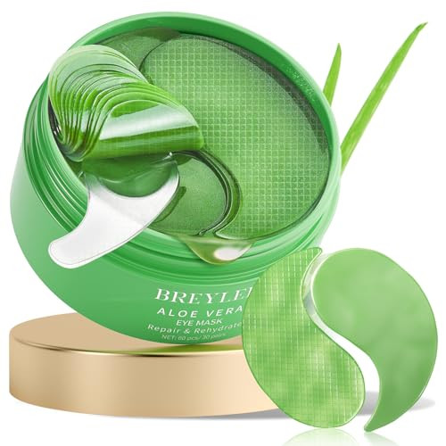 BREYLEE Aloe Vera Eye Masks– 60 Pcs - Puffy Eyes and Dark Circles Treatments – Look Younger and Reduce Wrinkles and Fine Lines Undereye, Improve and Firm eye Skin - Pure Natural Material Extraction | Amazon (US)
