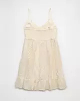 AE V-Neck Eyelet Embroidered Mini Dress | American Eagle Outfitters (US & CA)
