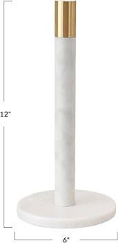 Bloomingville Modern Marble Paper Towel Holder with Brass Accent Band, White, 12" | Amazon (US)