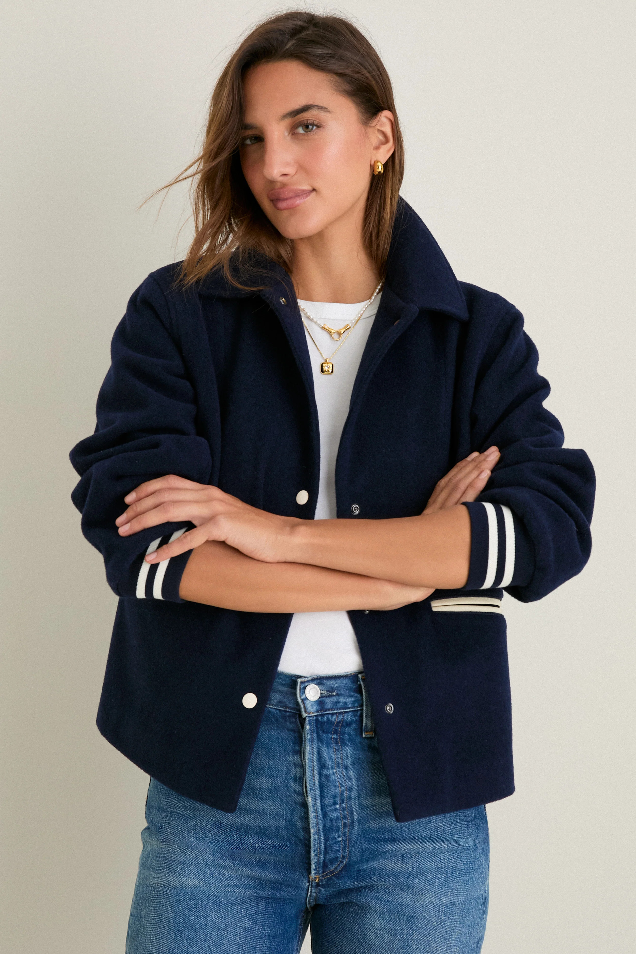 Navy Wool Varsity Verve Jacket | Tuckernuck (US)