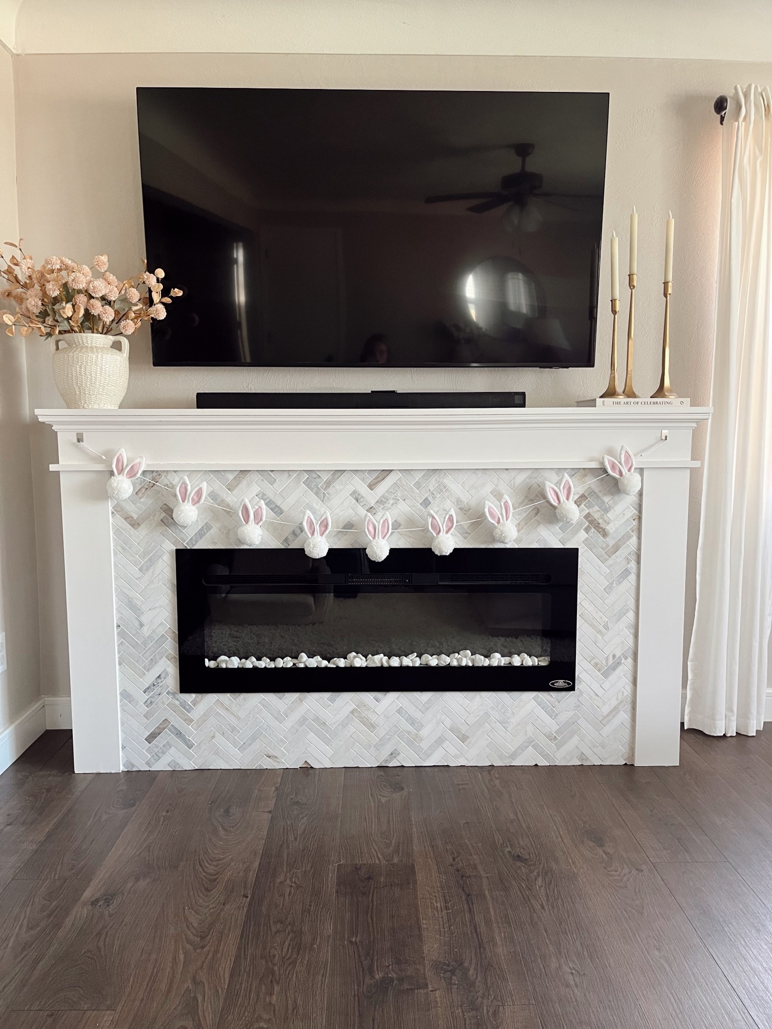 Simple home decor for a fireplace. These Amazon flowers and candlesticks are my new favorite 

#LTKHome