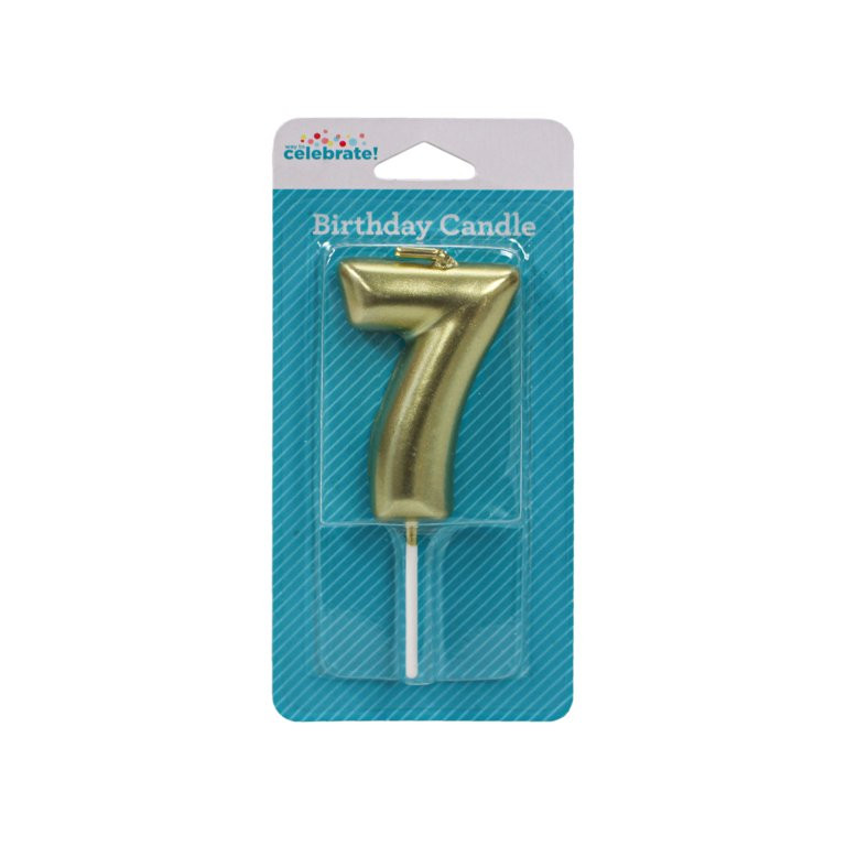 Way to Celebrate! Gold Birthday Candle, Number 7 | Walmart (US)
