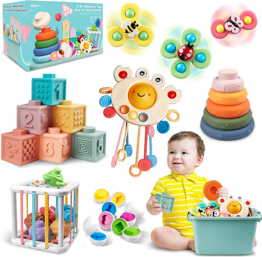 Baby Toys for 6 to 12 Months, Montessori Toys for Babies, Sensory Bins Toys for Toddlers 1-3, Pul... | Amazon (US)