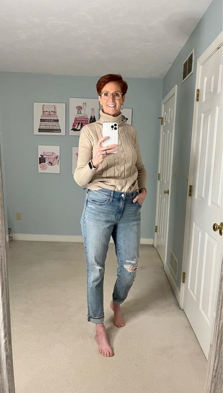 Comfortable distressed jeans and a soft sweater.

Winter outfit, casual outfit, distressed jeans, turtleneck sweater

#LTKstyletip #LTKFind
