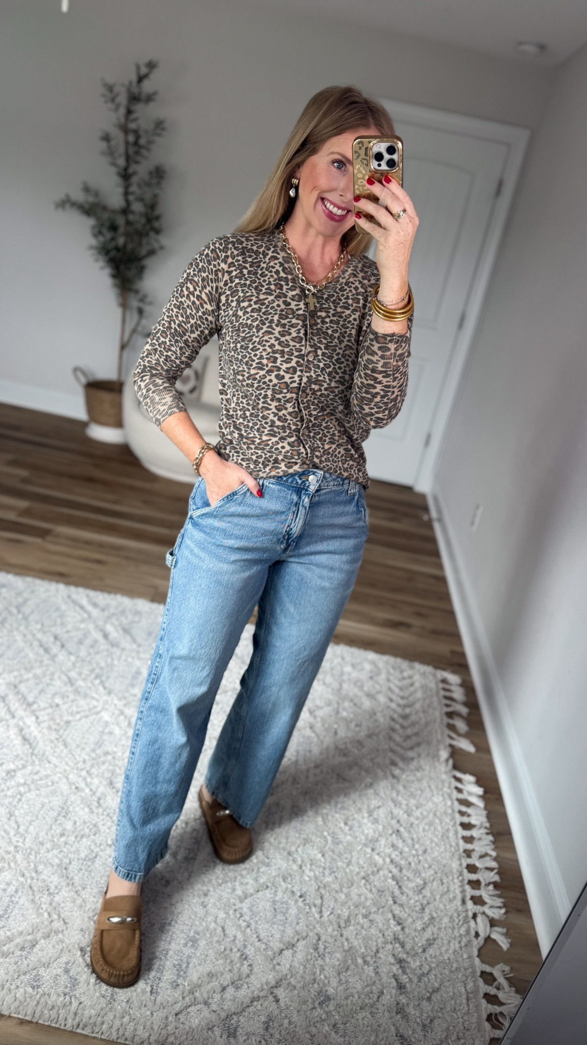 Daily try on, Walmart outfit, Walmart fashion, Walmart try on, time and tru, leopard cardigan

#LTKootd