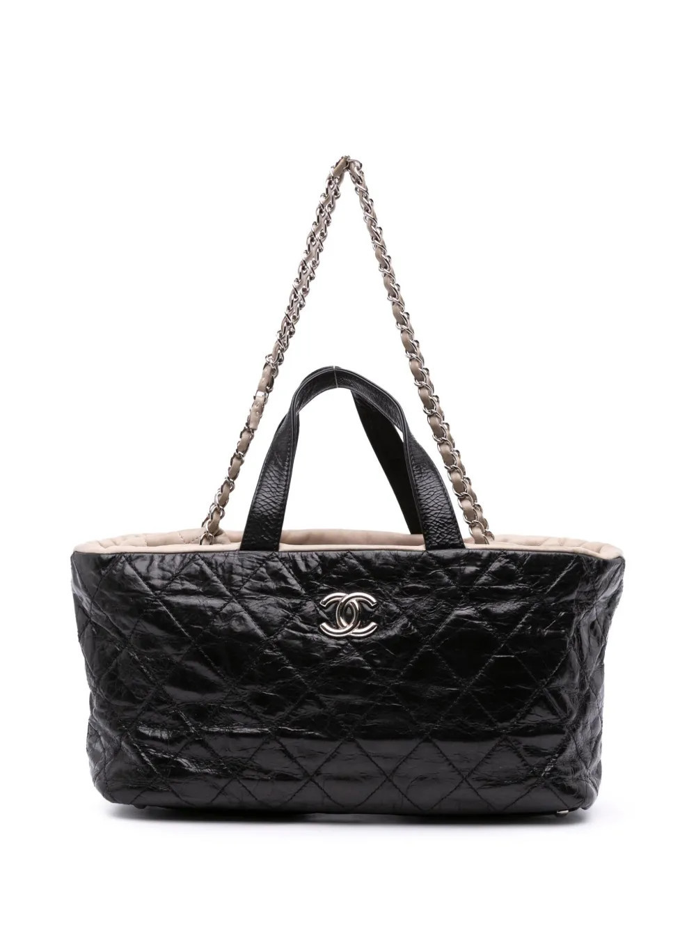 CHANEL Pre-Owned 2009-2010 CC Quilted Glazed Calfskin Portobello Tote satchel - Brown | Farfetch Global