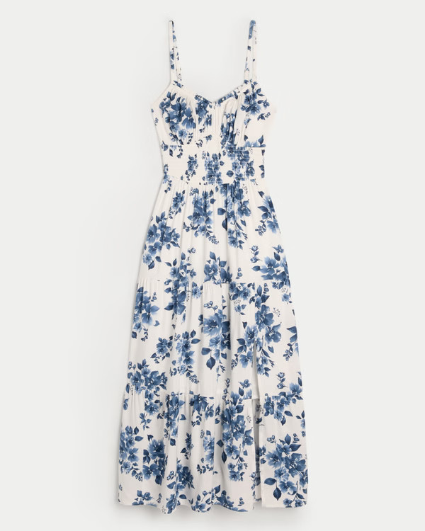 Women's Smocked Waist Crisscross Back Midi Dress | Women's Dresses & Rompers | HollisterCo.com | Hollister (US)