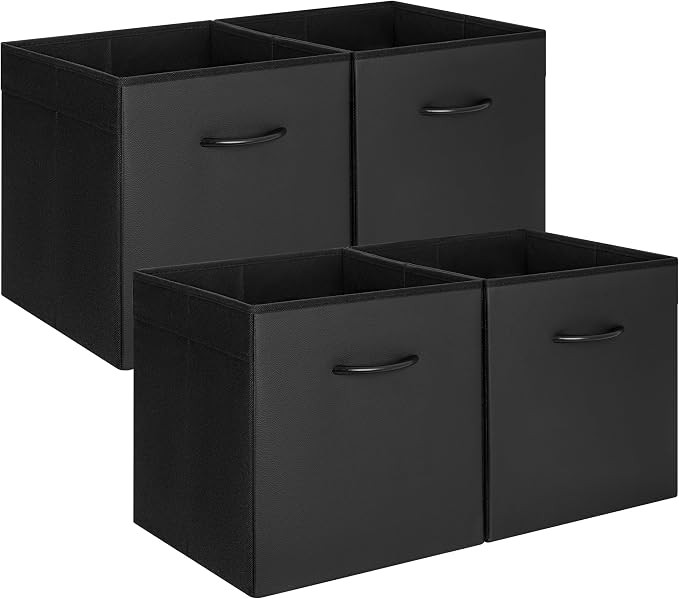 StorageWorks Black Storage Cubes, 13-inch Leather Bins with Handle, Cube Organizer Baskets for Sh... | Amazon (US)
