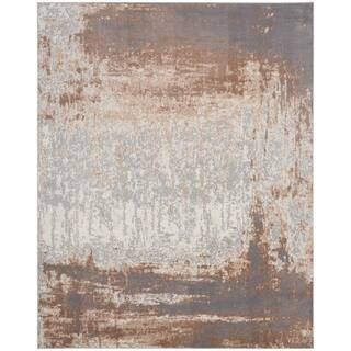 Elation Grey Ivory 8 ft. x 10 ft. All-Over Design Contemporary Area Rug | The Home Depot