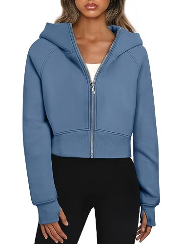 Trendy Queen Womens Zip Up Hoodies Cropped Sweatshirts Fleece Jackets Fall Outfits Casual Hooded ... | Amazon (US)