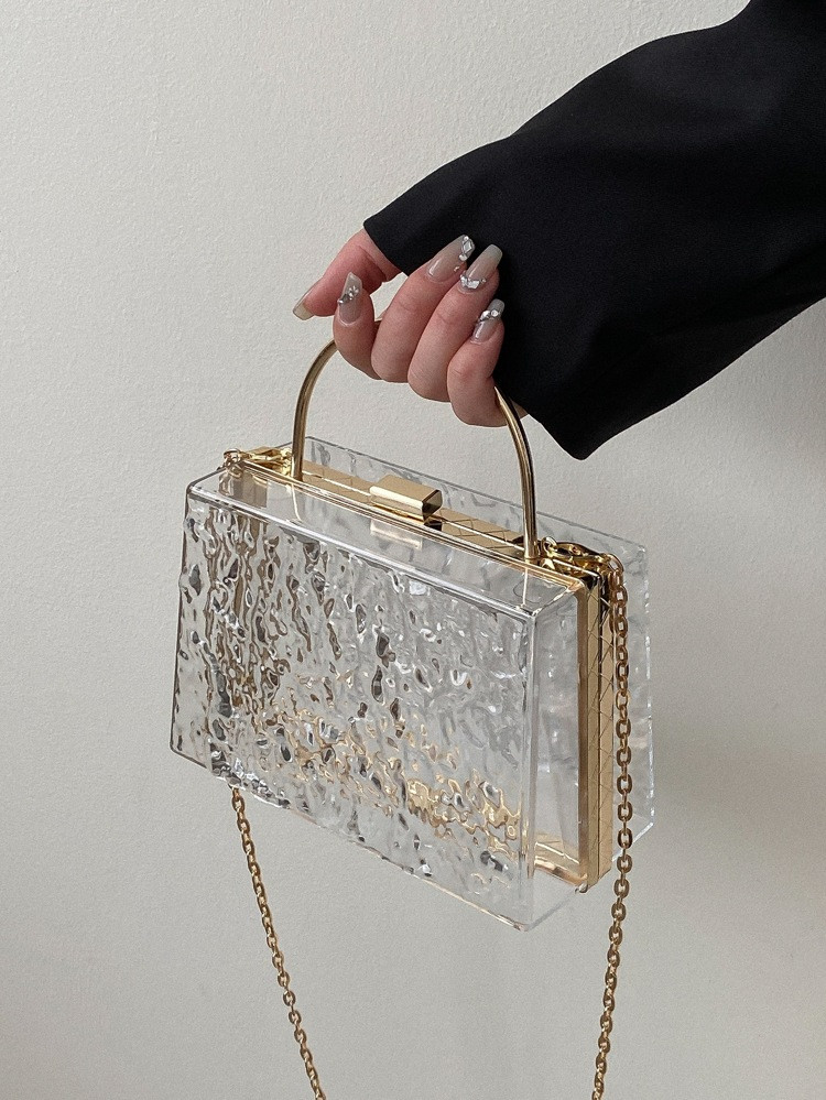 Mini Textured Transparent Chain Box Bag | SHEIN