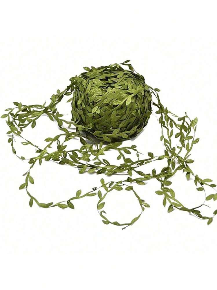 10/30/100m Silk Leaf Ribbon, Artificial Vine Leaf Decorative Ribbon, Wild Jungle Plant Greenery, Suitable For Party, Wedding, Home Wreath, DIY Crafts, Jewelry Making, Faux Green Leaves, Vine, Silk Fabric, Willow Leaf Wreath Decor, Artificial Green Plant DIY Handmade Wreath Weaving Materials, Fabric Willow Leaf DIY Wreath Accessories, Green Vine Decor | SHEIN