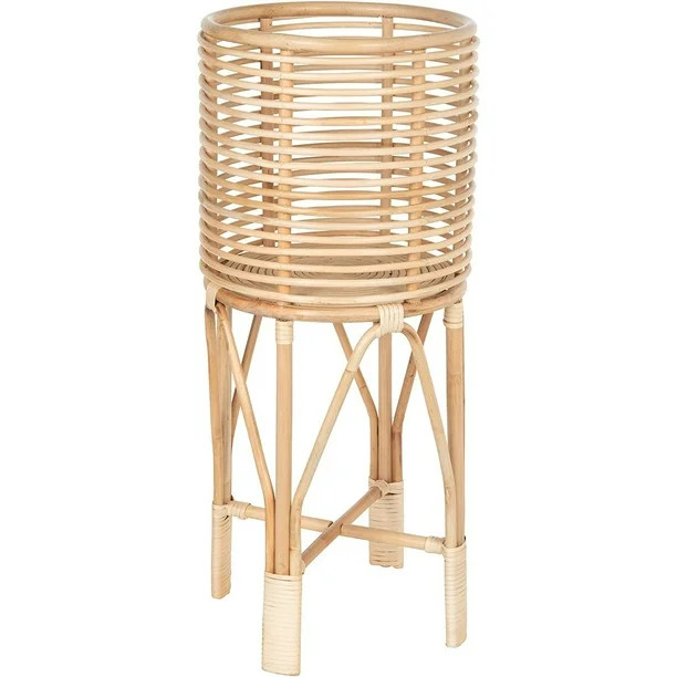 Jiaiun Rattan Indoor Plant Stand, Medium, Natural Planter Brown | Walmart (US)