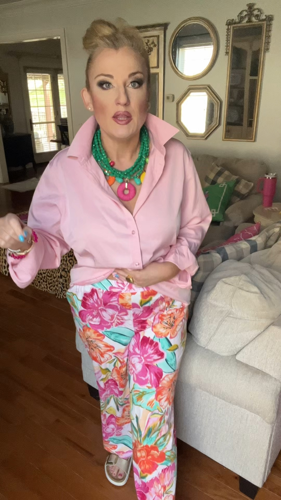 Tropical print beach pull on pants regular, tall or petite. 

#LTKOver40 #LTKTall #LTKPetite