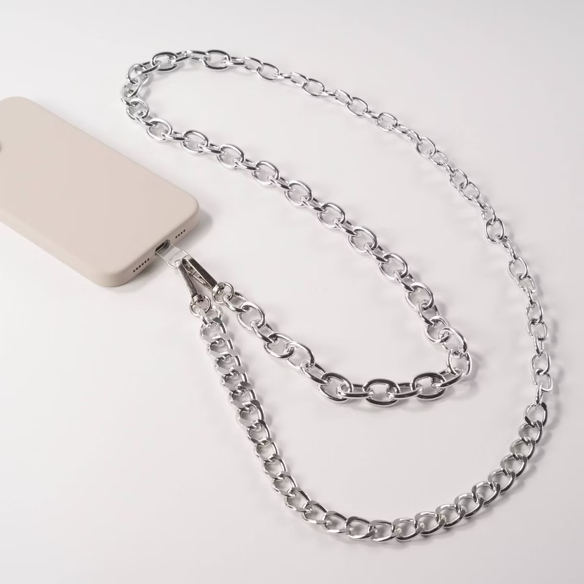 Hello Lux Mixed Metal Link Chain Phone Crossbody Strap - Silver | Target