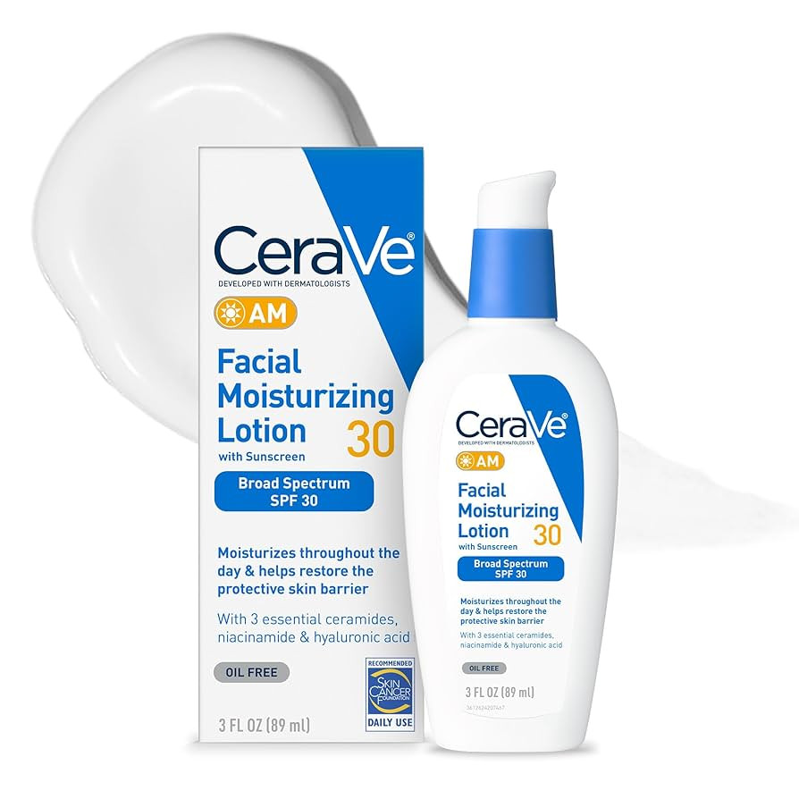 CeraVe AM Facial Moisturizing Lotion with SPF 30, Oil-Free Face Moisturizer with SPF, Formulated ... | Amazon (US)